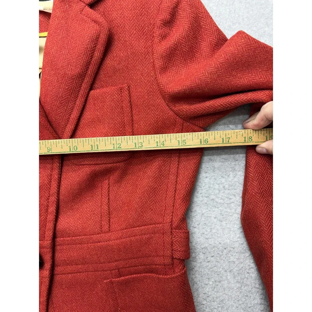 J.Crew Blazer Womens 0 Red‎ Herringbone Wool Tweed One Button Lined Robert Noble